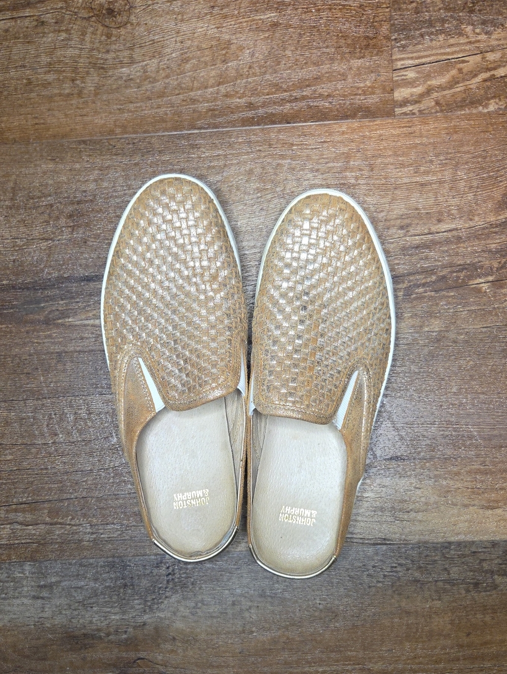 Johnston & Murphy Woven Slip-On Loafers in Tan